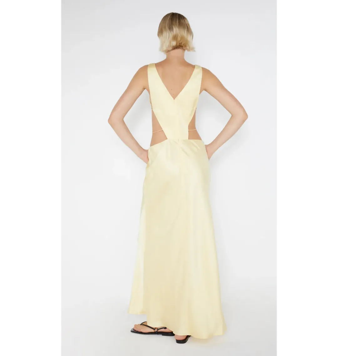 Bec & Bridge Agathe Diamond Dress Butter Yellow Size AU 6  for rent on The Volte - main image
