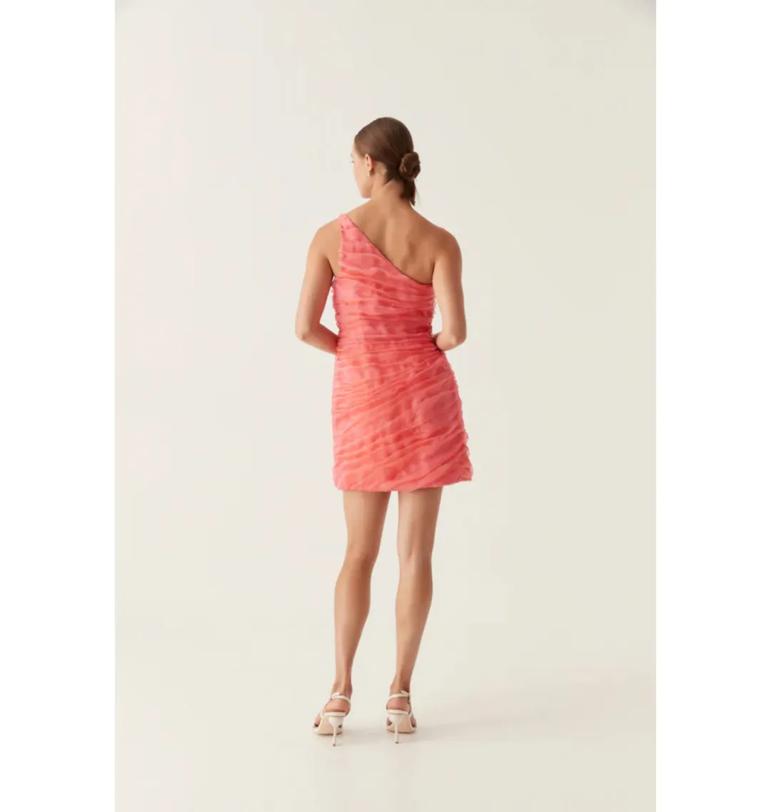 Aje Iridescent Mercury Mini Dress in Coral Size AU 8 for rent on The Volte - main image
