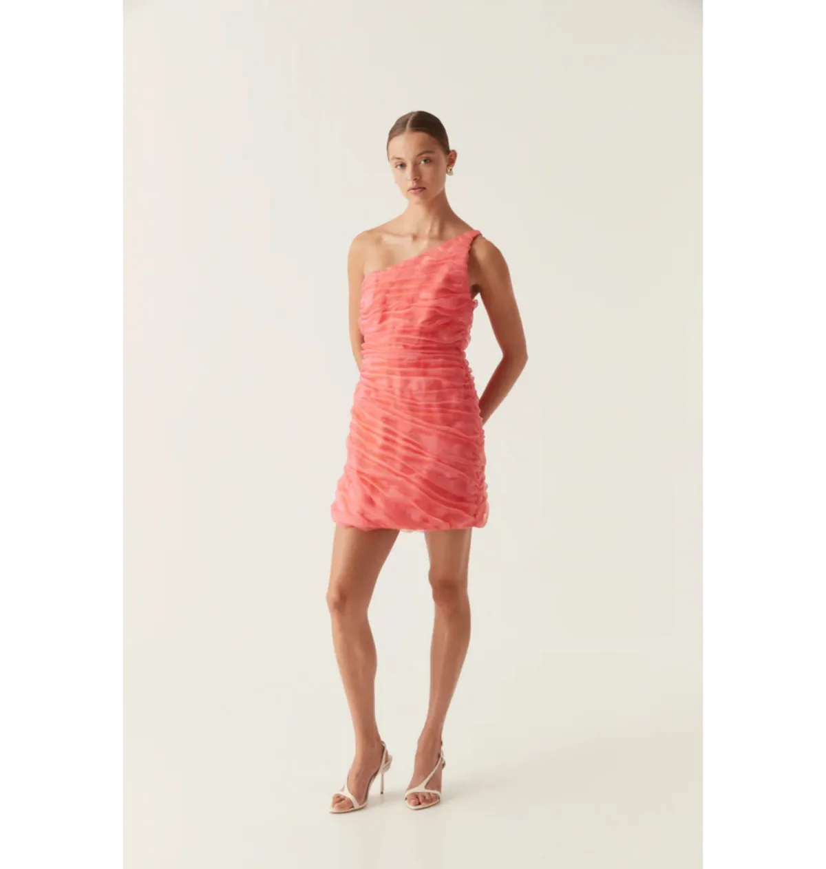 Aje Iridescent Mercury Mini Dress in Coral Size AU 8 - Image 1