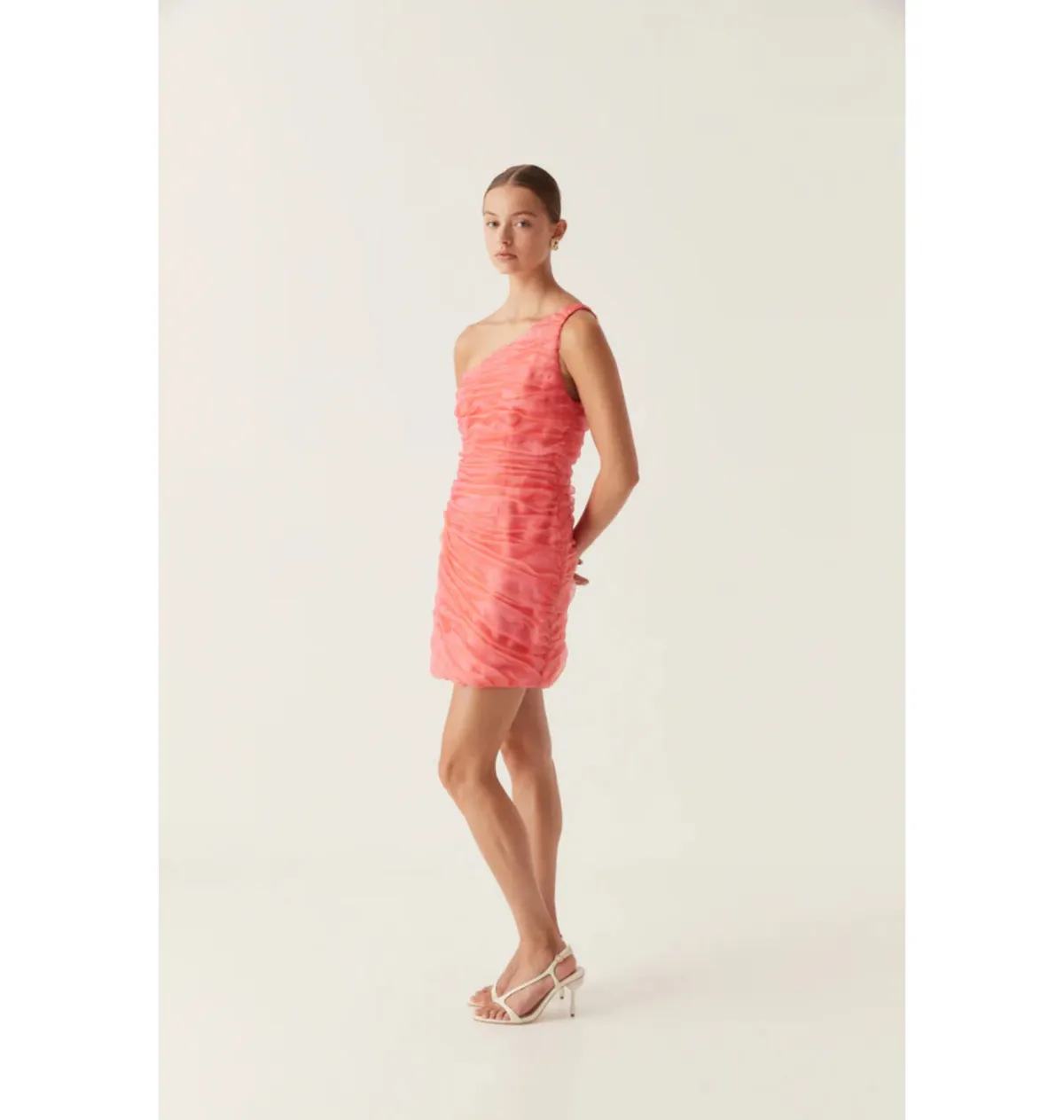 Aje Iridescent Mercury Mini Dress in Coral Size AU 8 - Image 2