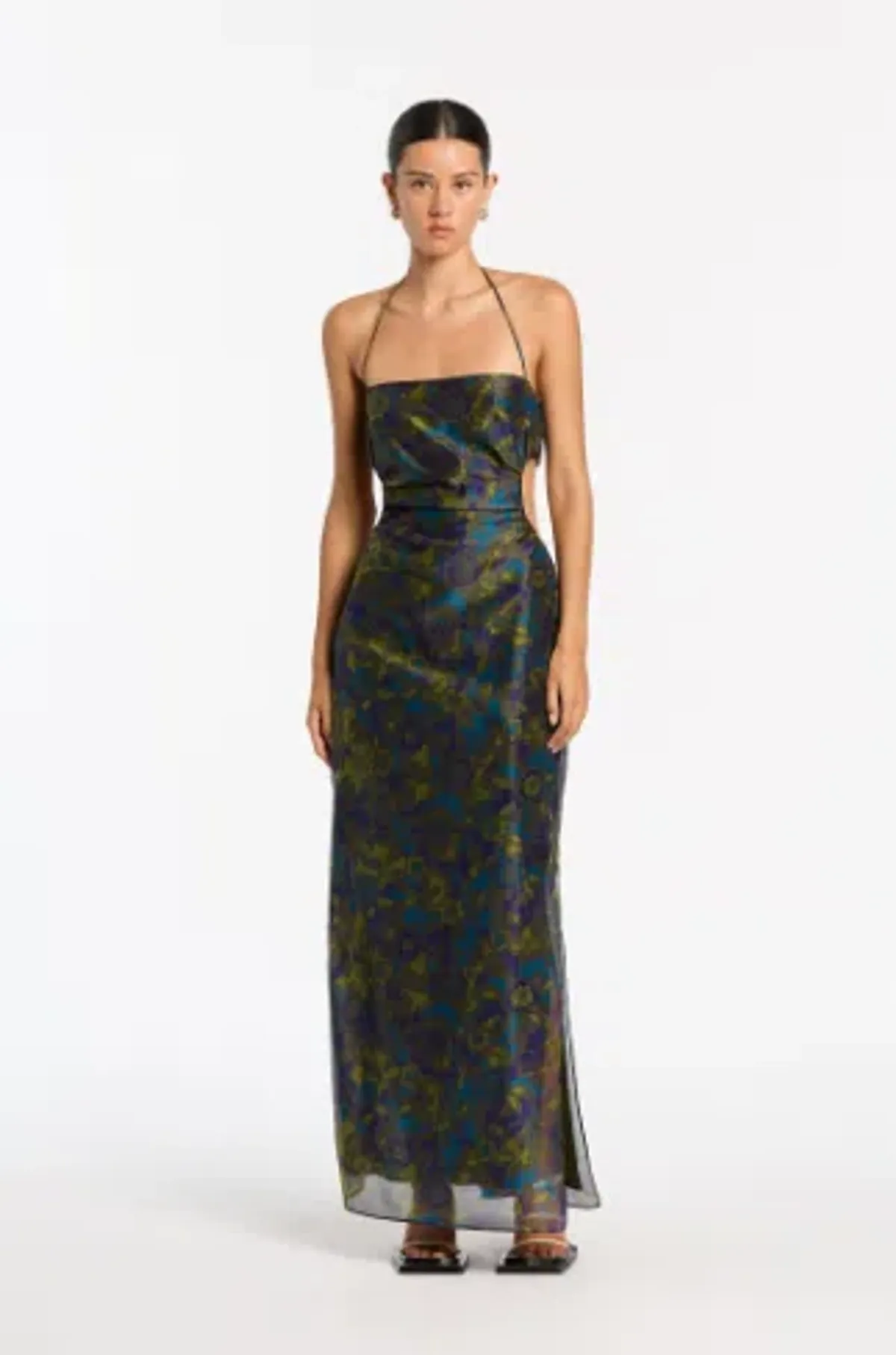 Sir The Label Valerio Tie Halter Midi Dress Print Size 1  / AU 8  - Image 4