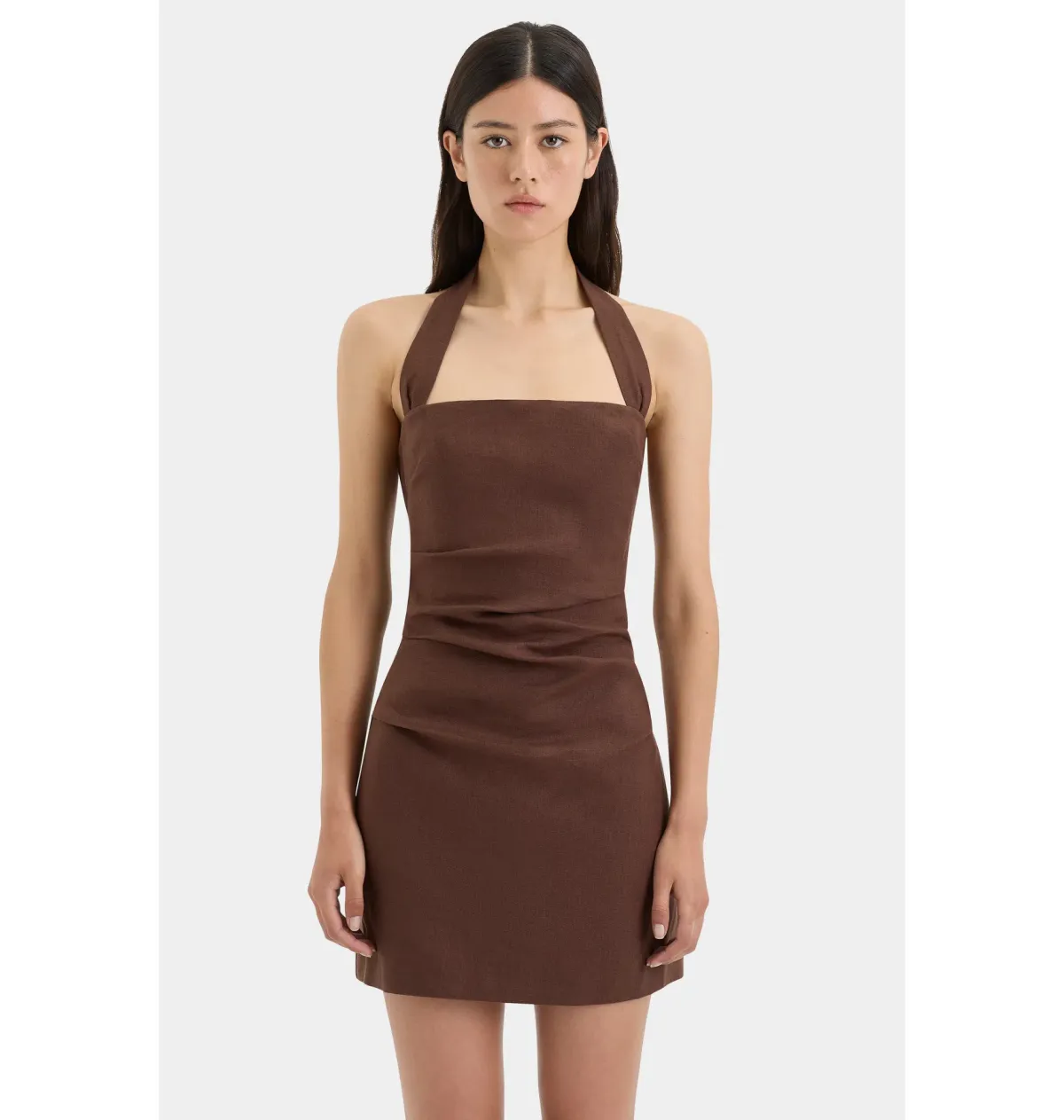 Sir The Label Noemi Halter Mini Dress in Chocolate Size 2 / AU 10 - Image 3