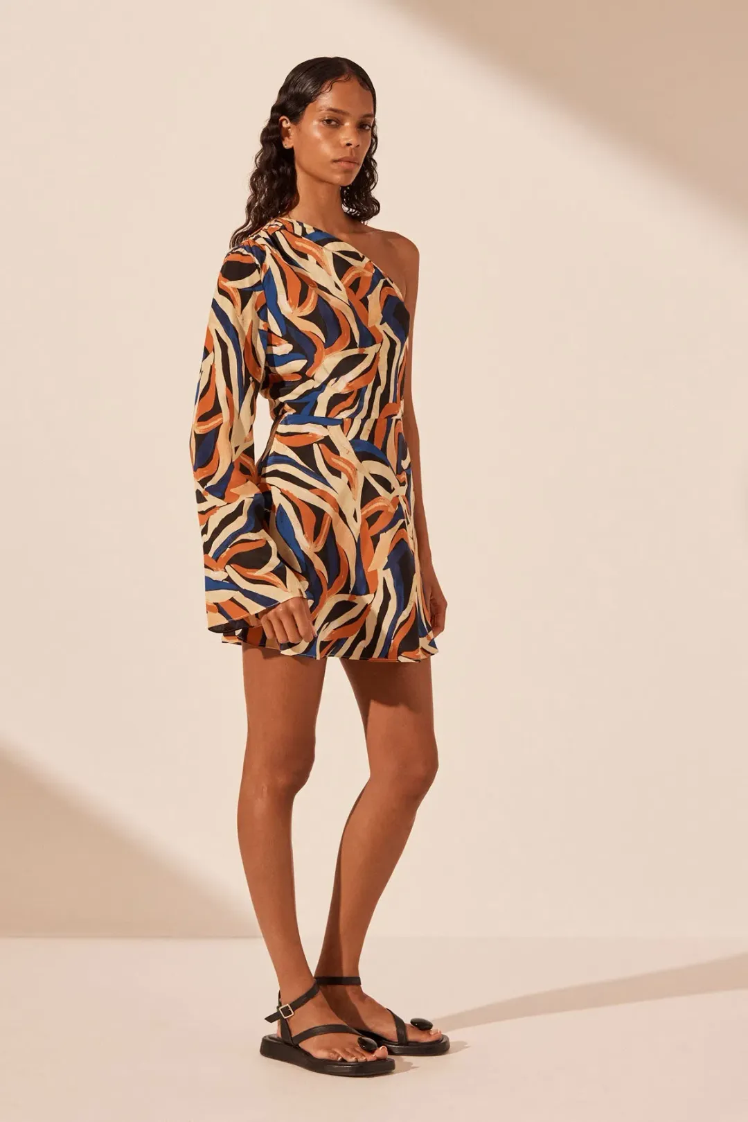 Shona Joy Palma Silk One Shoulder Mini Dress Print Size 8 for rent on The Volte - main image