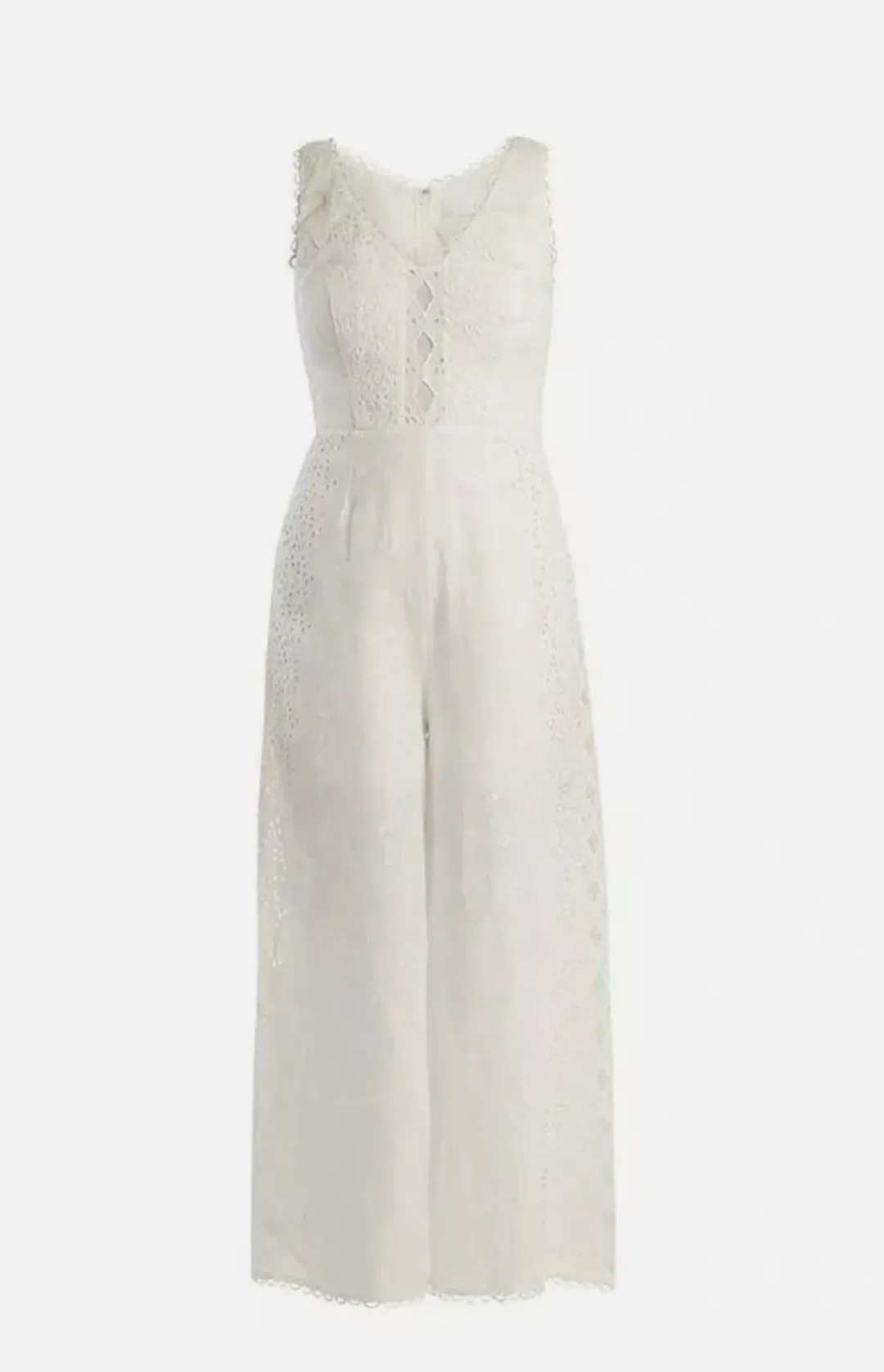 Zimmermann Helm Eyelet Vine Jumpsuit Ivory Size 0 / AU 8 for rent on The Volte - main image