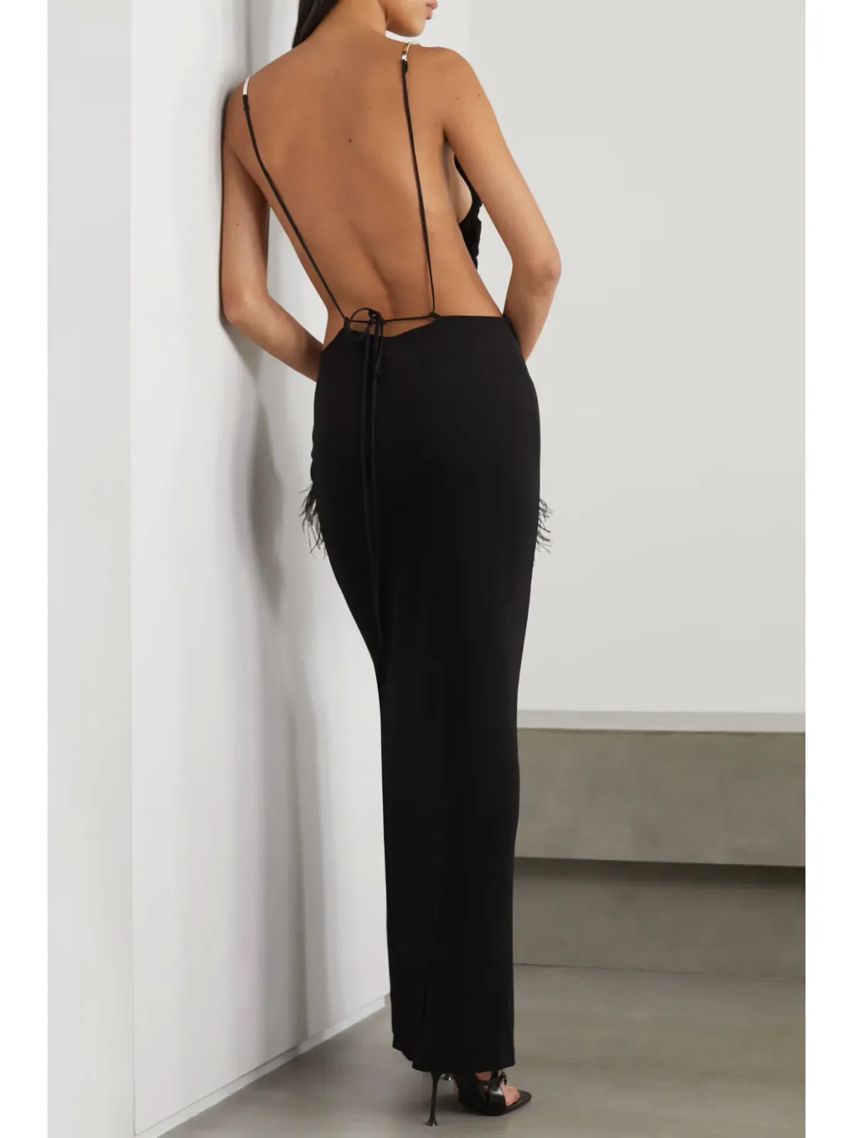 Christopher Esber Open Back Embellished Ruched Crepe Gown Black Size 10 - Image 3