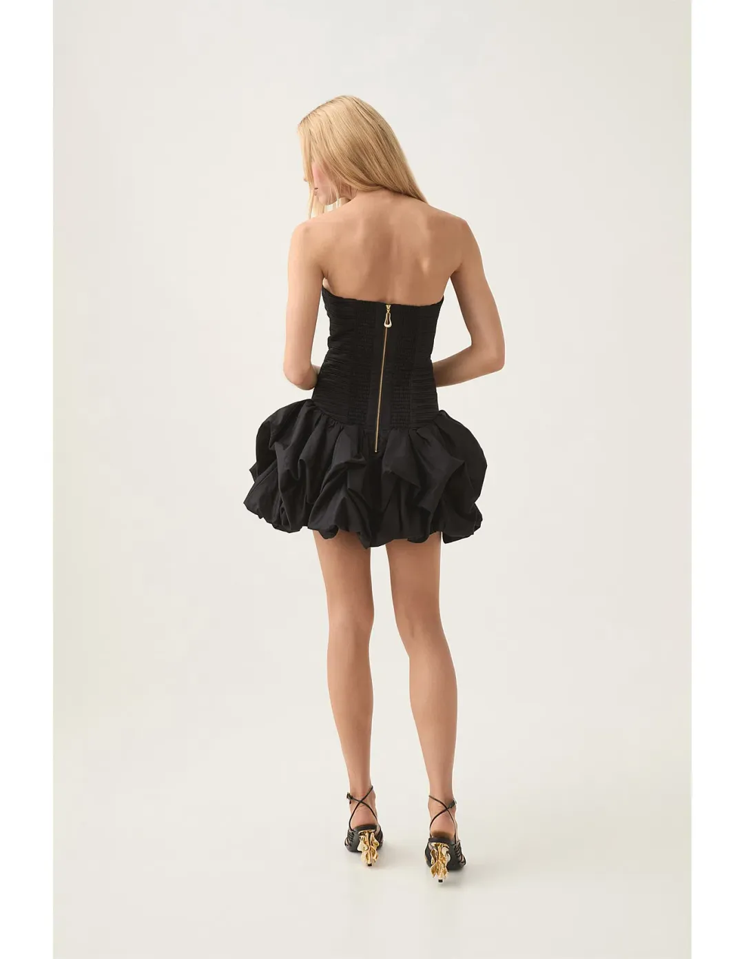 AJE Violette Bubble Hem Mini Dress Black Size 10 for rent on The Volte - main image