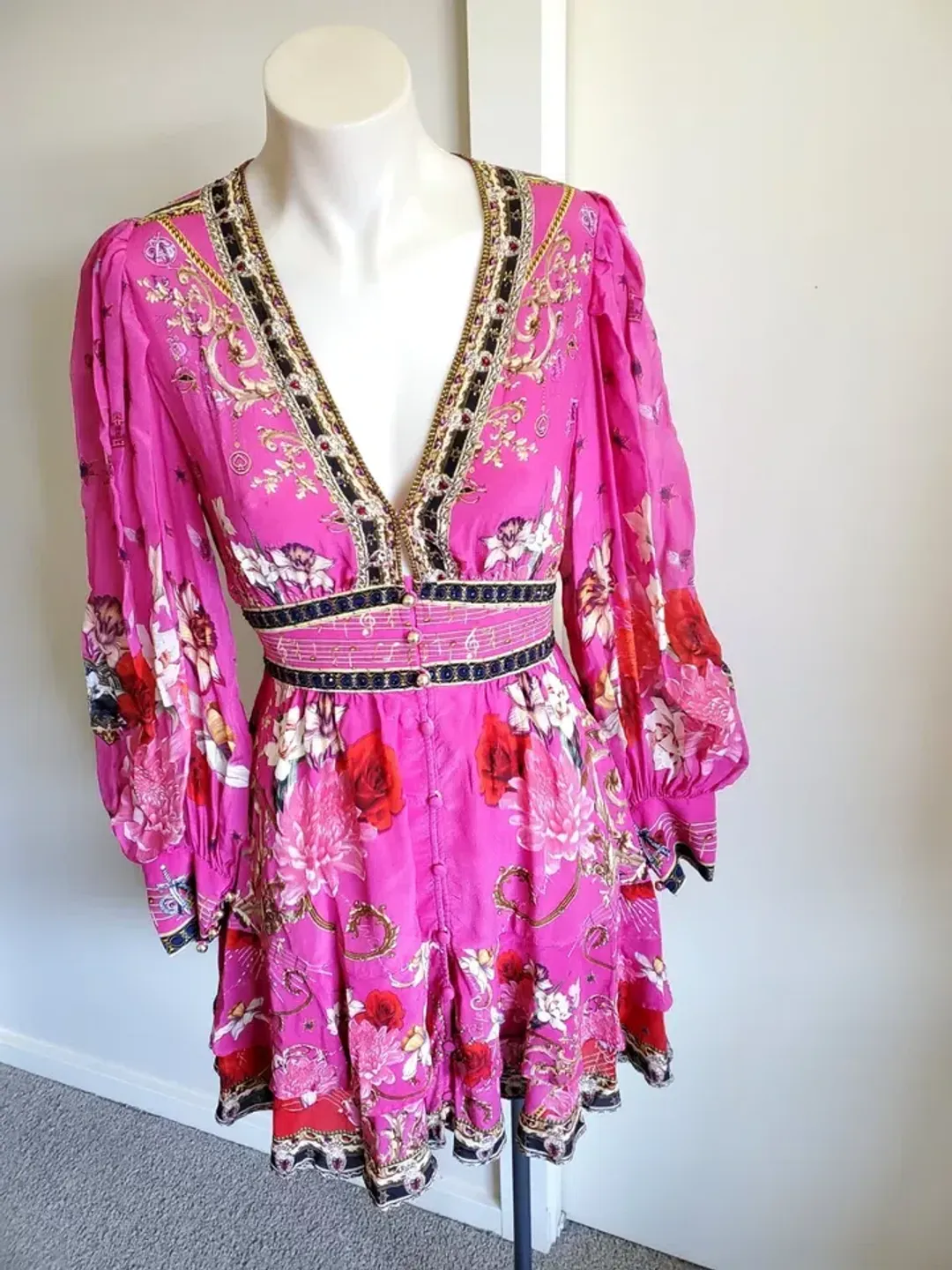 Camilla x Robbie Williams Button Front Frill Dress pink XXS What Happens on TOUR for rent on The Volte - main image