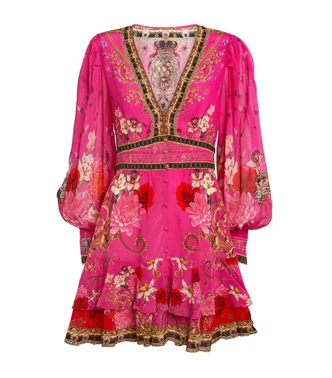 Camilla x Robbie Williams Button Front Frill Dress pink XXS What Happens on TOUR for rent on The Volte - main image