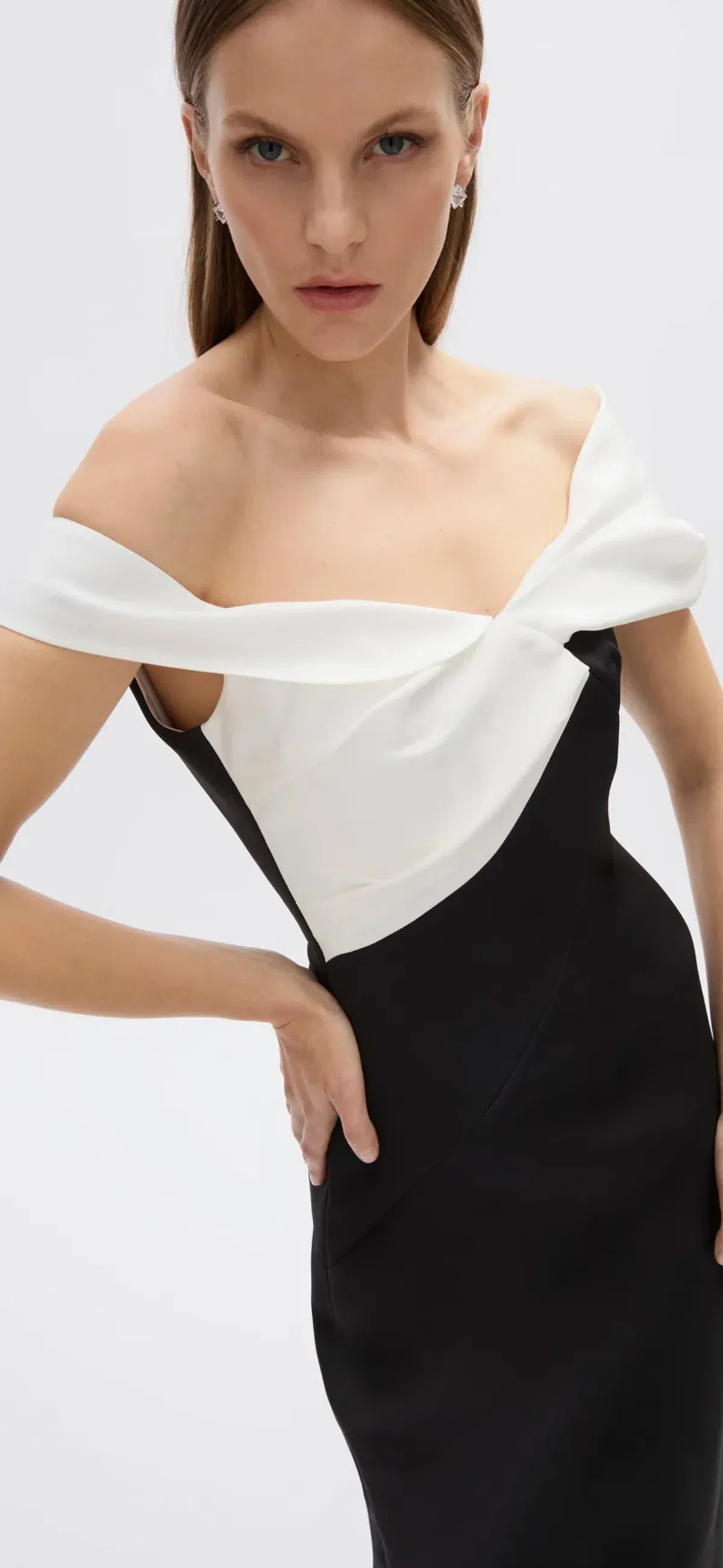 Rachel Gilbert Delilah Gown Black/White Size 8 - Image 1