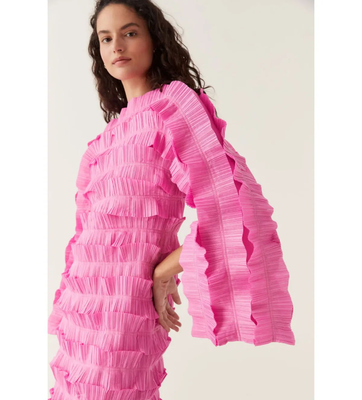 Aje Palladium Ruffled Midi Dress Pink  Size  8 - Image 3