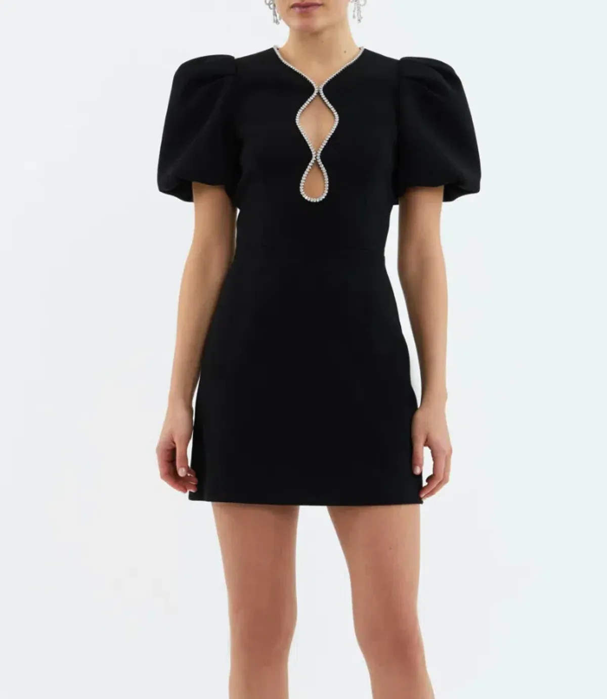 Rebecca Vallance Estella Puff Sleeve Mini Dress Black Size 10  - Image 2