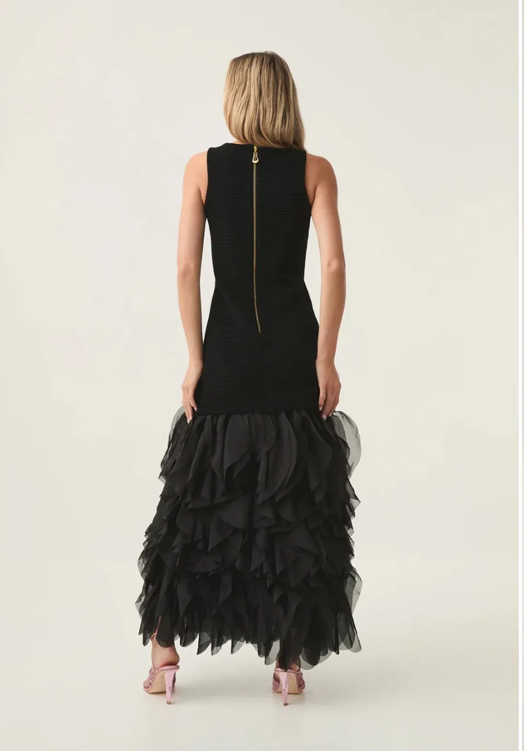Aje Elations Knit Maxi Dress Black  Size 14  for rent on The Volte - main image