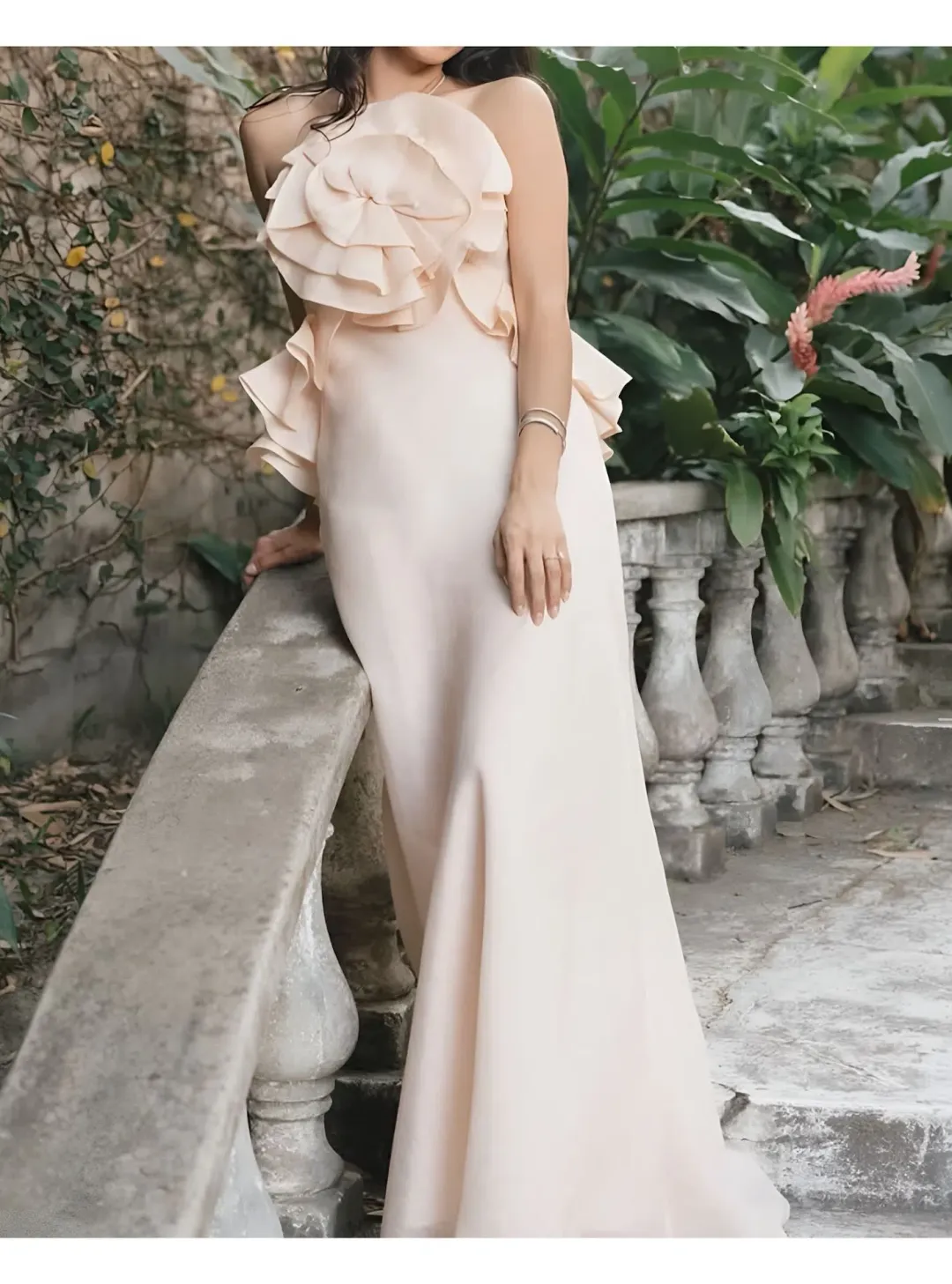 Zimmermann Crush Ruffle Halter Maxi Dress in Peach 0P / AU 6  for rent on The Volte - main image