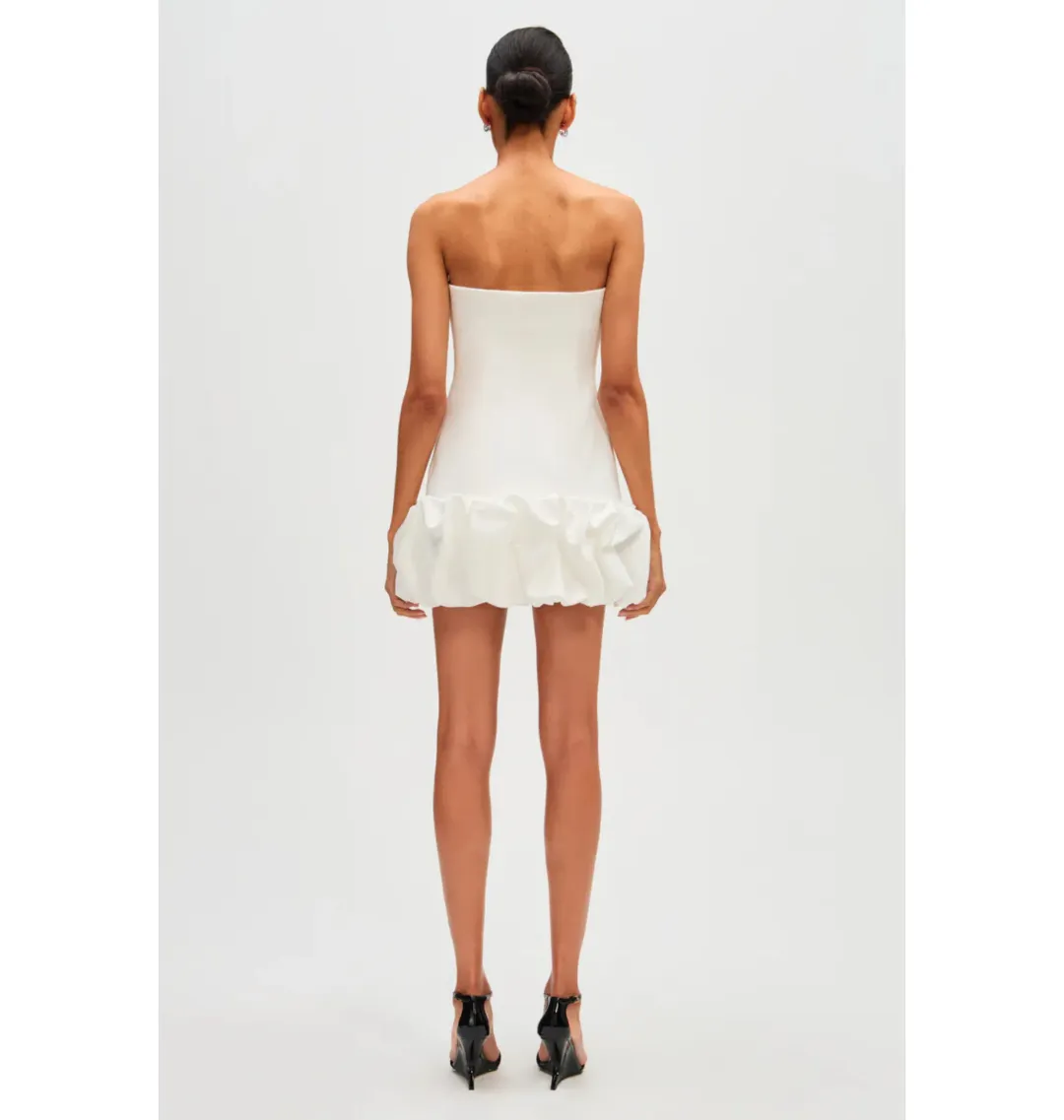 Misha Sapphire Crepe Mini Dress Ivory Size 8/S for rent on The Volte - main image