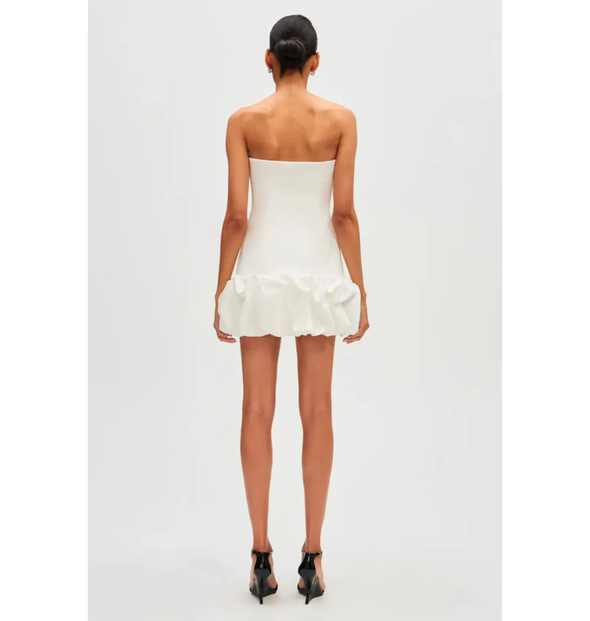 Misha Sapphire Crepe Mini Dress Ivory Size 8/S - Image 3