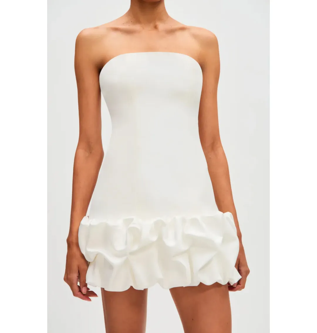 Misha The Saphira Crepe Mini Dress Ivory Size 10 for rent on The Volte - main image