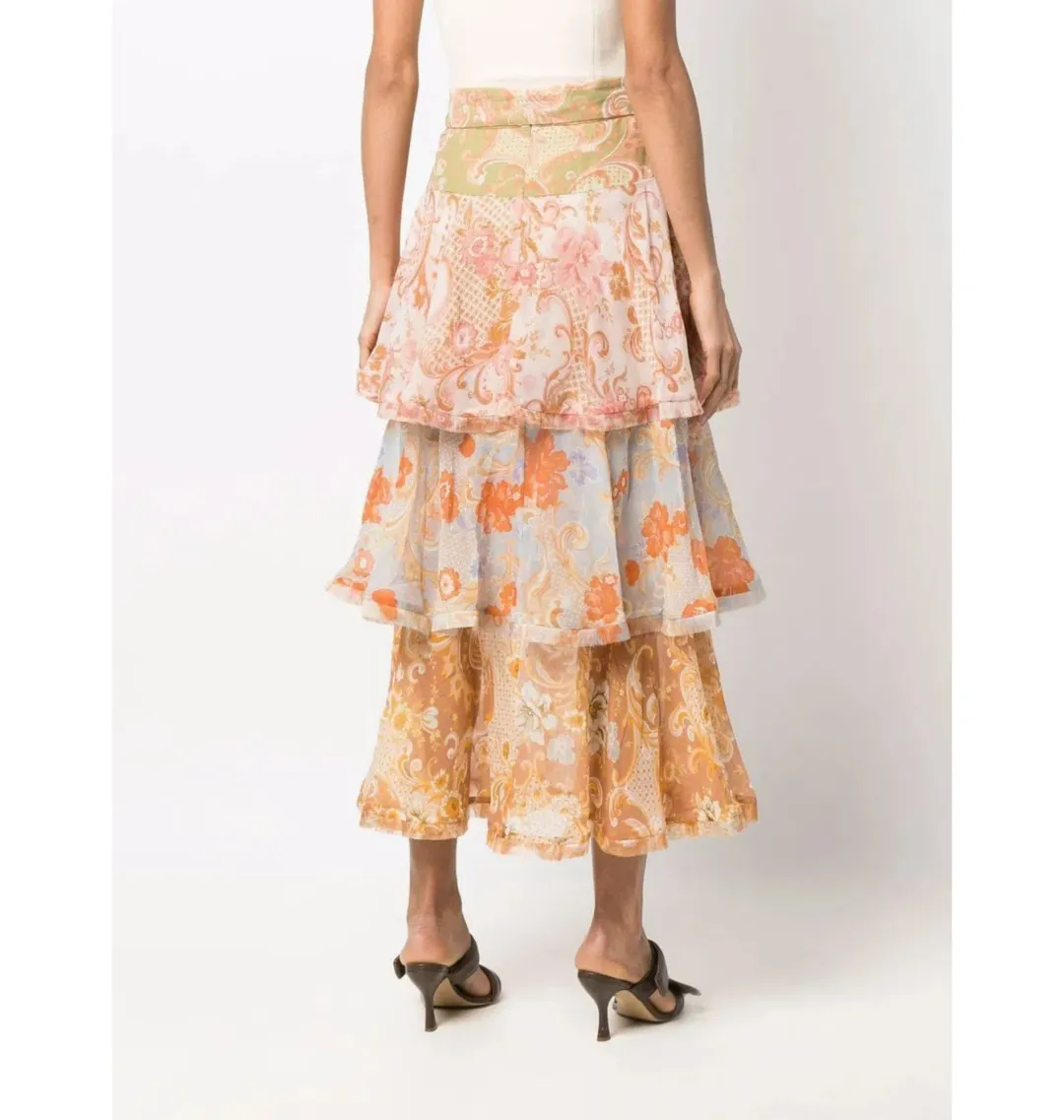 Zimmermann Postcard Ruffled Mini Skirt Mixed Swirl Floral Size 0P / AU 6 for rent on The Volte - main image