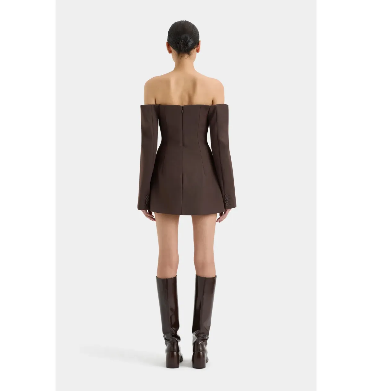 Sir The Label Sandrine Tailored Mini Dress Chocolate Size AU 8 - Image 2