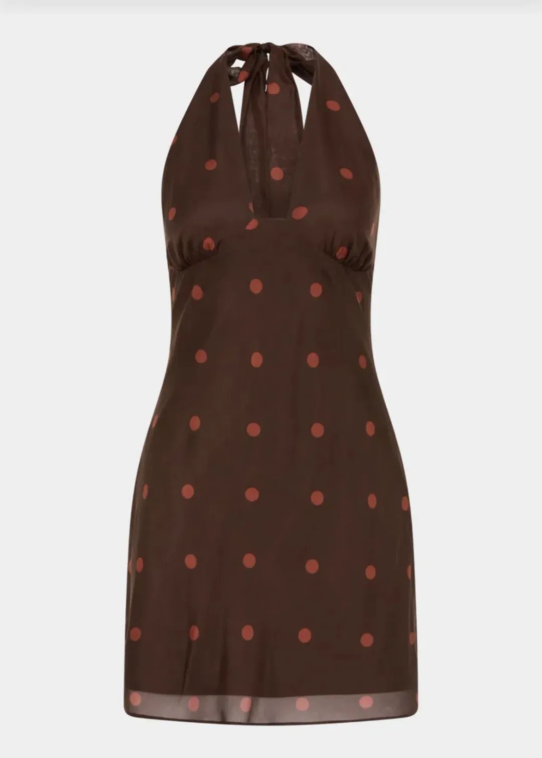 Sir the Label Toni Halter Mini Dress Chocolate Dot Size 1 / AU 8 for rent on The Volte - main image