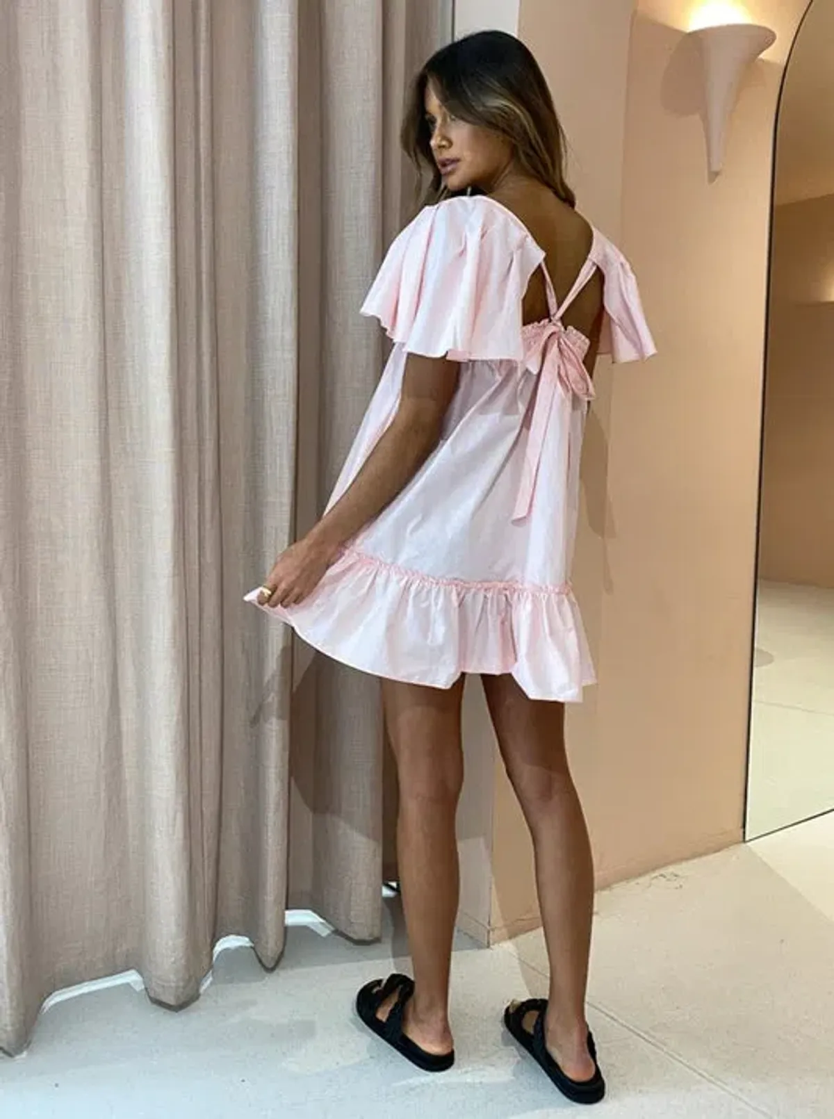 Blanca Studios Filomena Mini Dress Pink One Size baby Babydoll flare - Image 3