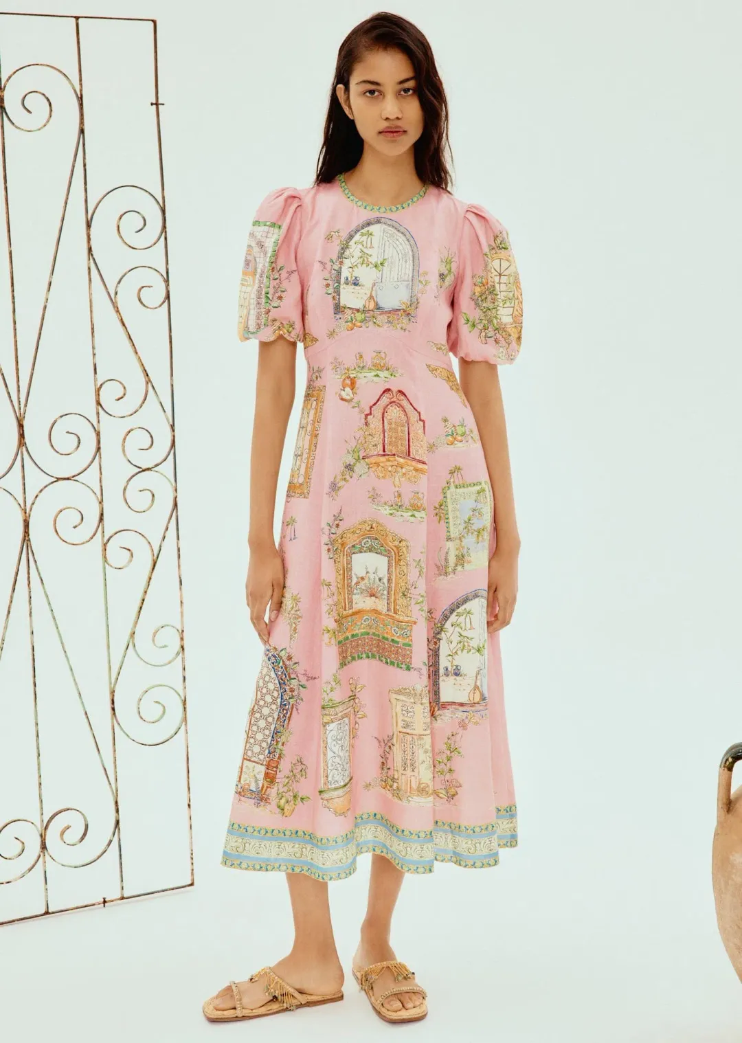 Alemais Monte Midi Dress Pink Size 8 for rent on The Volte - main image