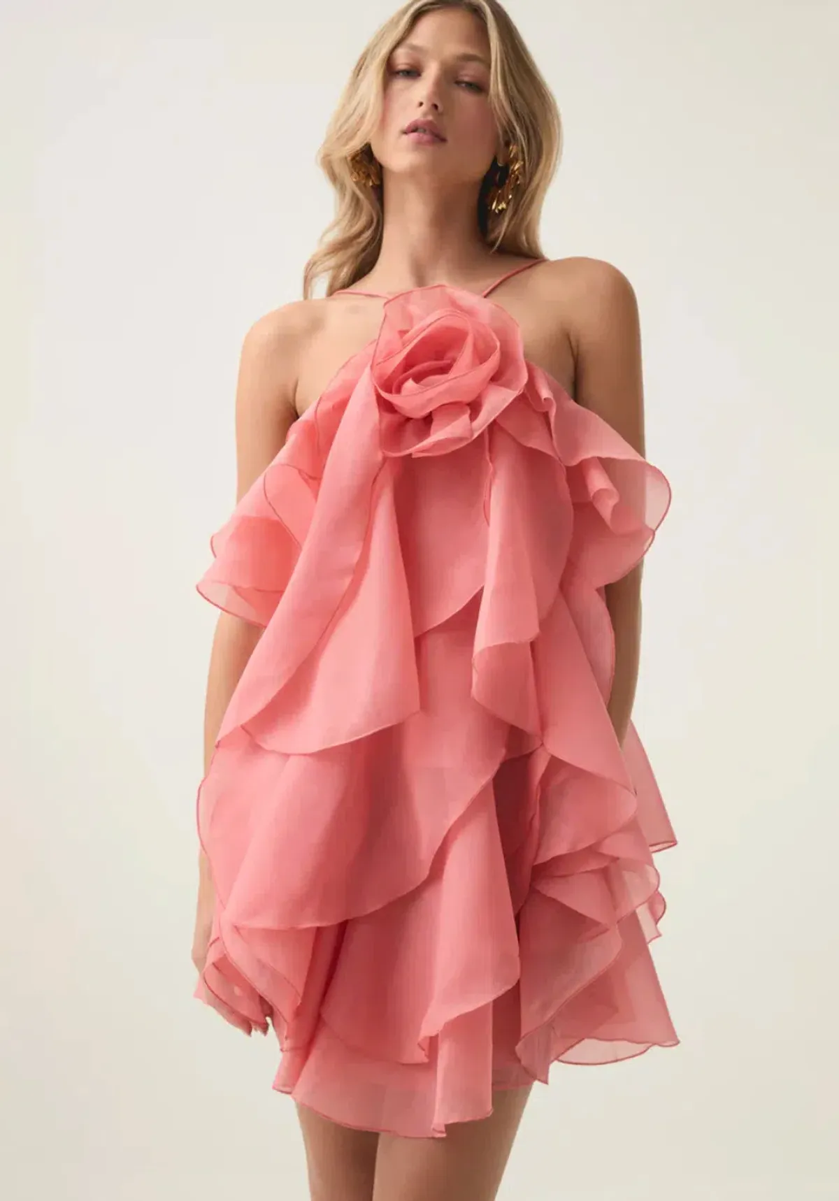 Aje Pandorea Layered Mini Dress Washed Coral Size 6 - Image 6