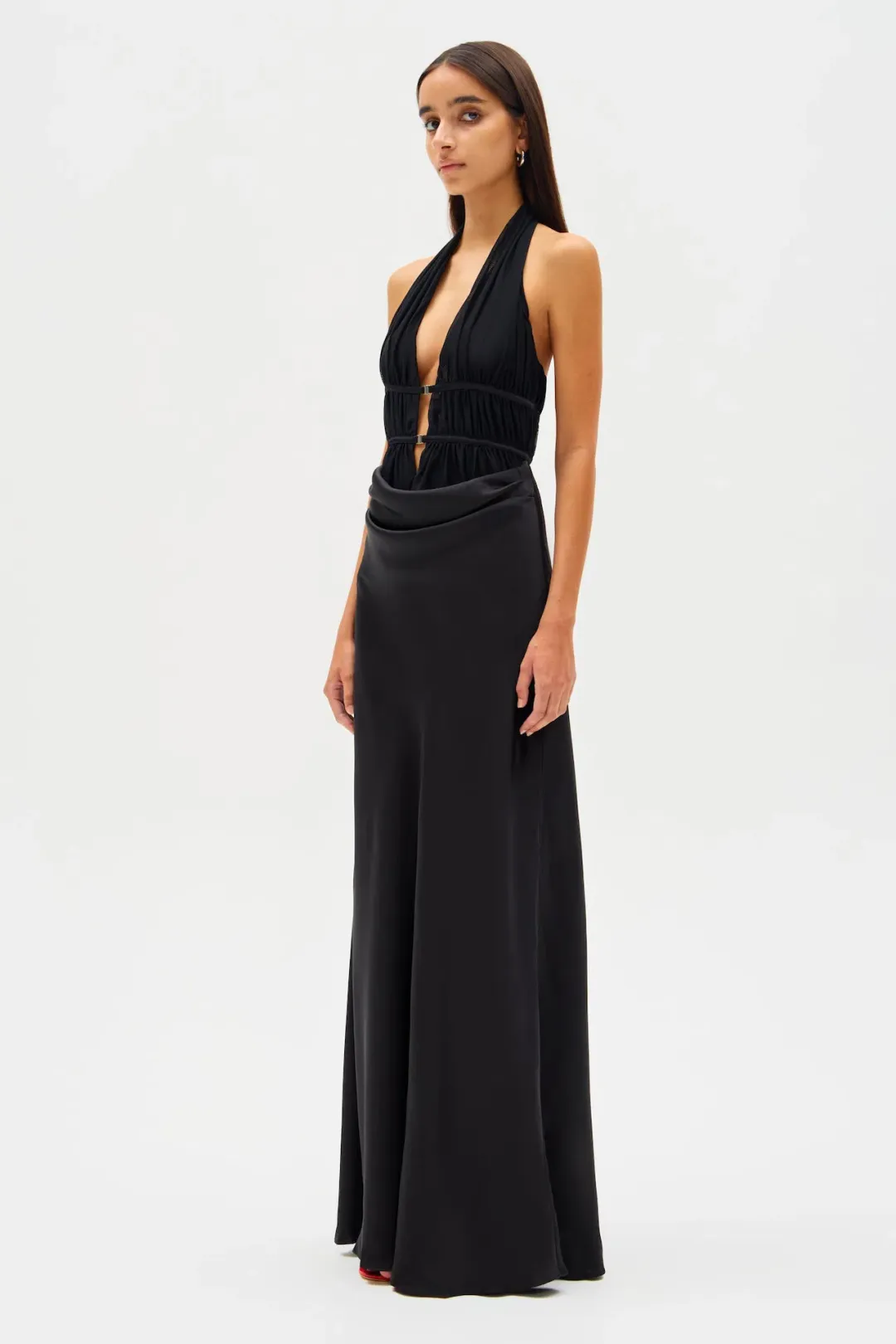 Misha Celine Satin Maxi Dress Black Size 10 for rent on The Volte - main image
