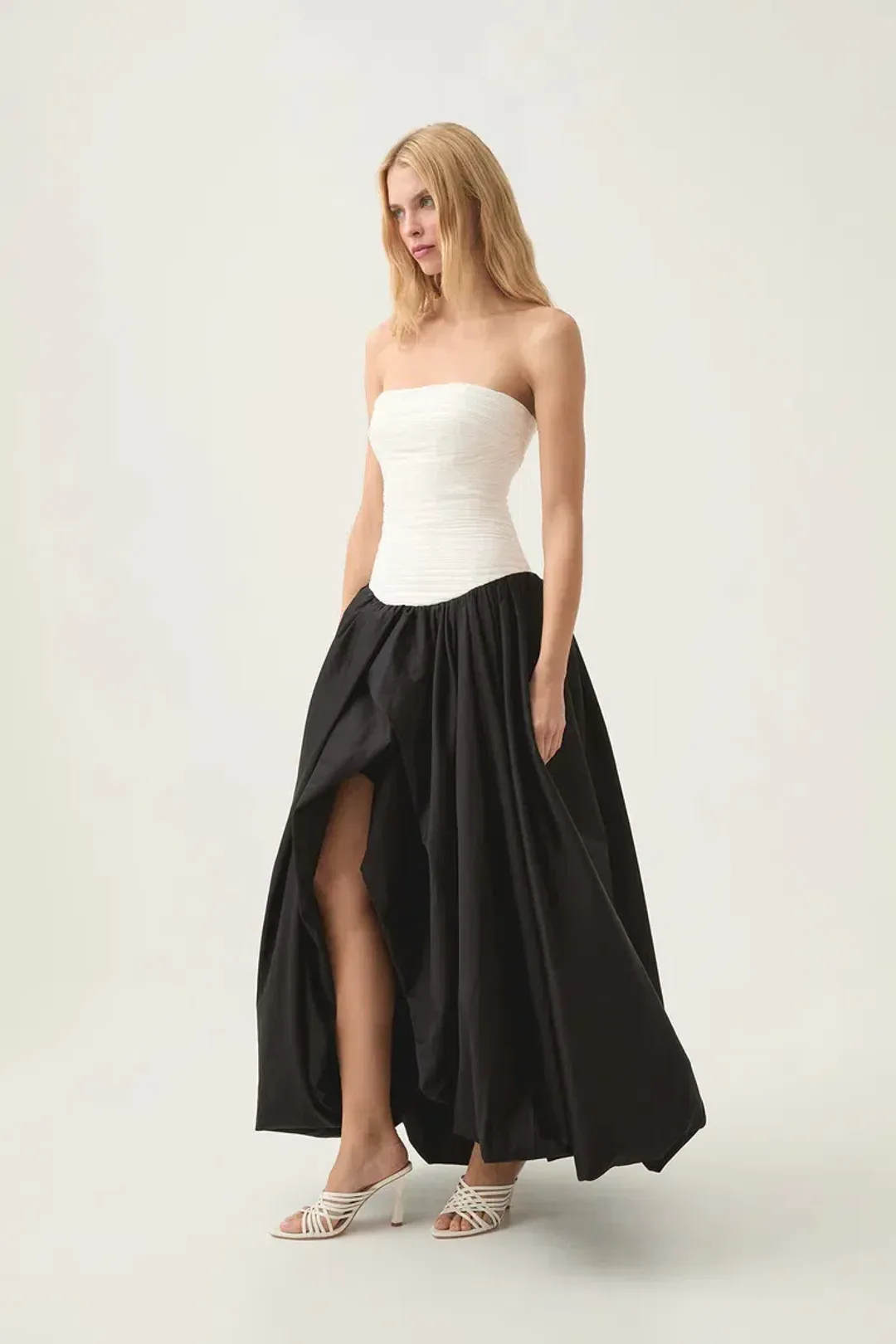 Aje Violette Bubble Hem Maxi Dress Black/White Size AU 8  for rent on The Volte - main image