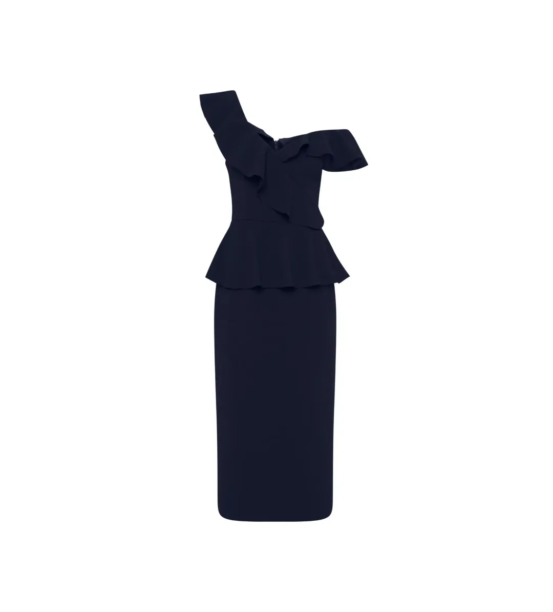 Rebecca Vallance Grace Frill Midi Dress Navy Size AU 10 for rent on The Volte - main image