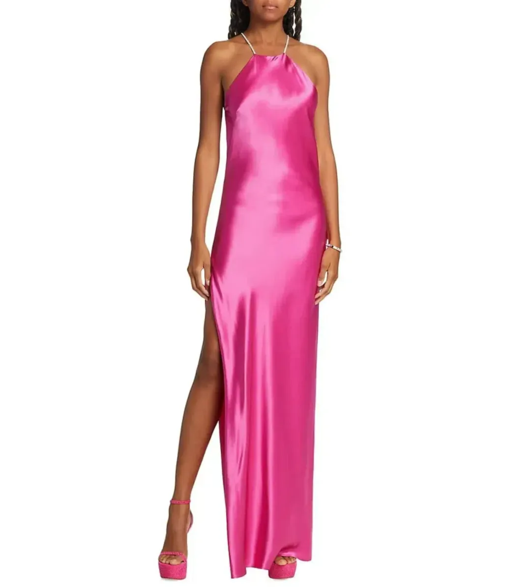 Michael Lo Sordo Charlie Bias Halter Dress Pink Size AU 8 for rent on The Volte - main image