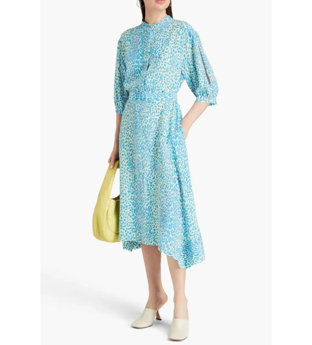 Stella McCartney Leopard Print Silk Dress Blue Size AU 6 for rent on The Volte - main image