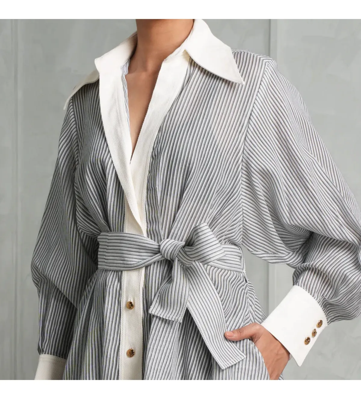 Zimmermann Illustration Tuck Mini Dress in Stripe Size 0P/AU 6 - Image 2