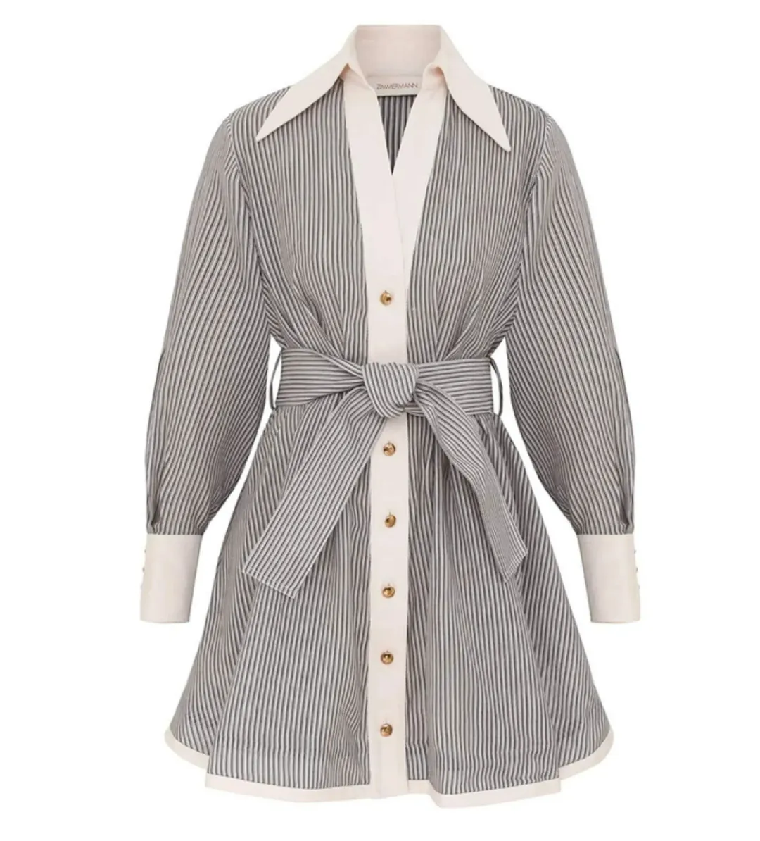 Zimmermann Illustration Tuck Mini Dress in Stripe Size 0P/AU 6 for rent on The Volte - main image