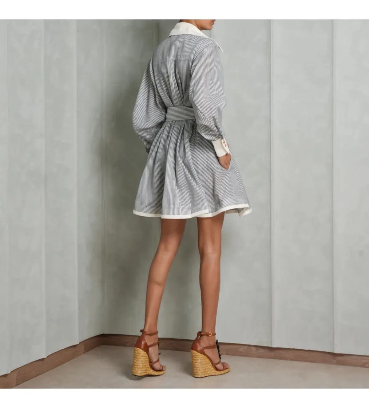 Zimmermann Illustration Tuck Mini Dress in Stripe Size 0P/AU 6 - Image 3