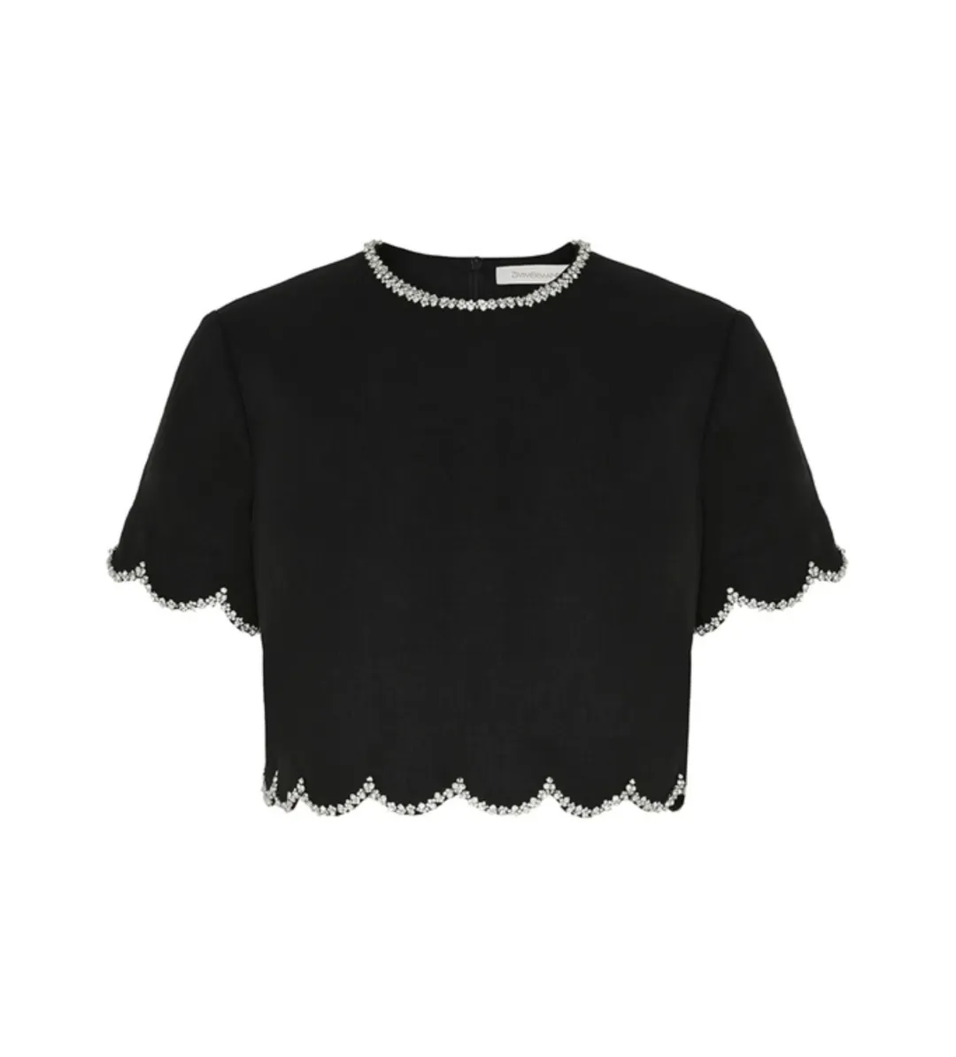 Zimmermann Crush Scallop Top and Skirt Size 0P / AU 6 Set in Black for rent on The Volte - main image