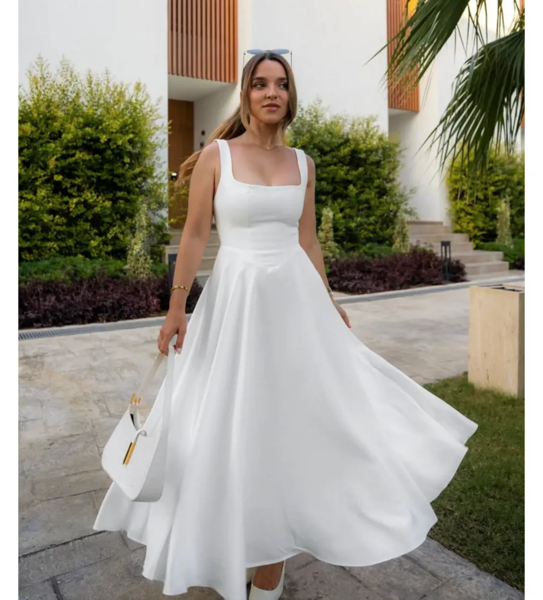 Odd Muse Ultimate Muse High Waist Square Neck Midi Dress White Size AU 10 for rent on The Volte - main image