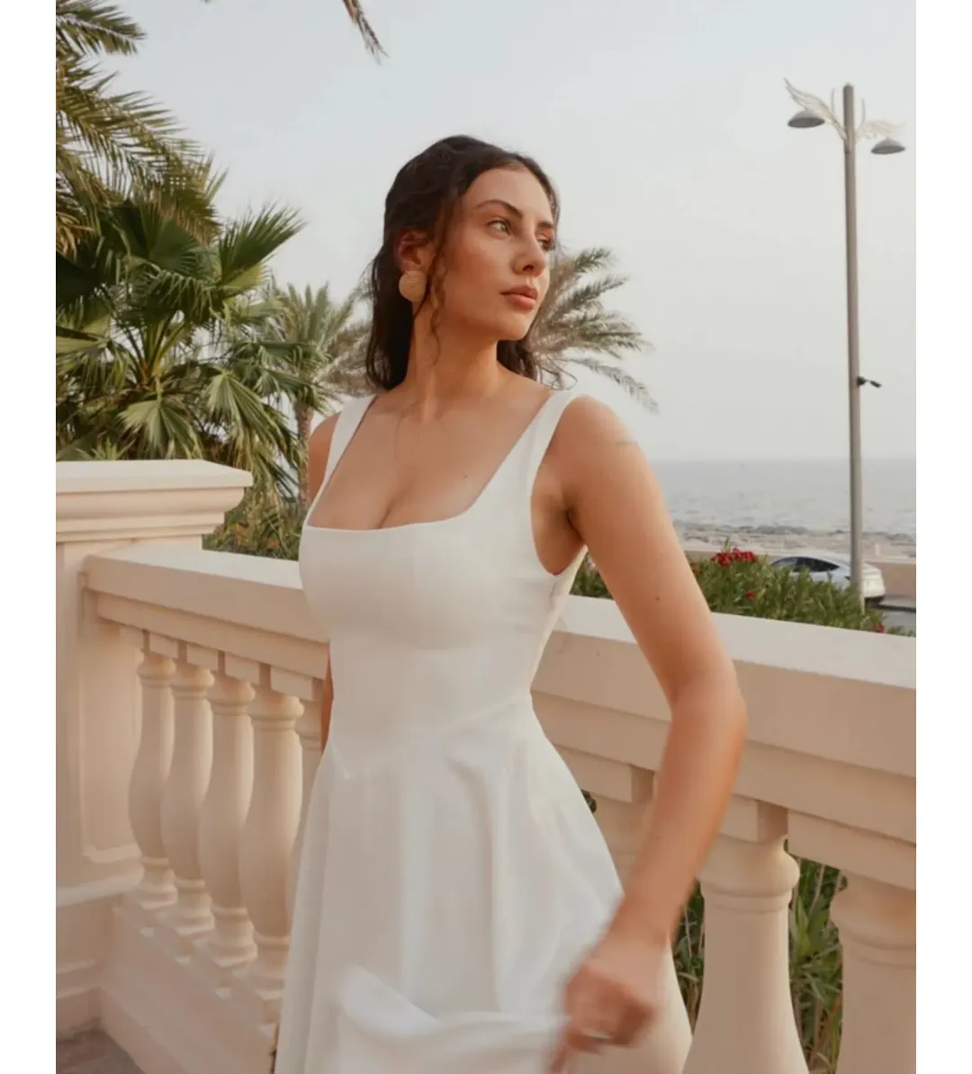 Odd Muse Ultimate Muse High Waist Square Neck Midi Dress White Size AU 10 for rent on The Volte - main image