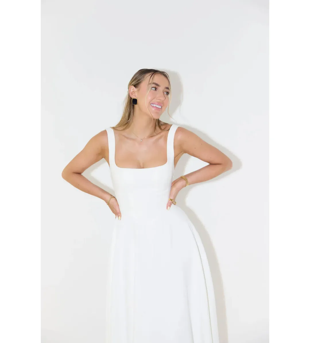 Odd Muse Ultimate Muse High Waist Square Neck Midi Dress White Size AU 10 for rent on The Volte - main image