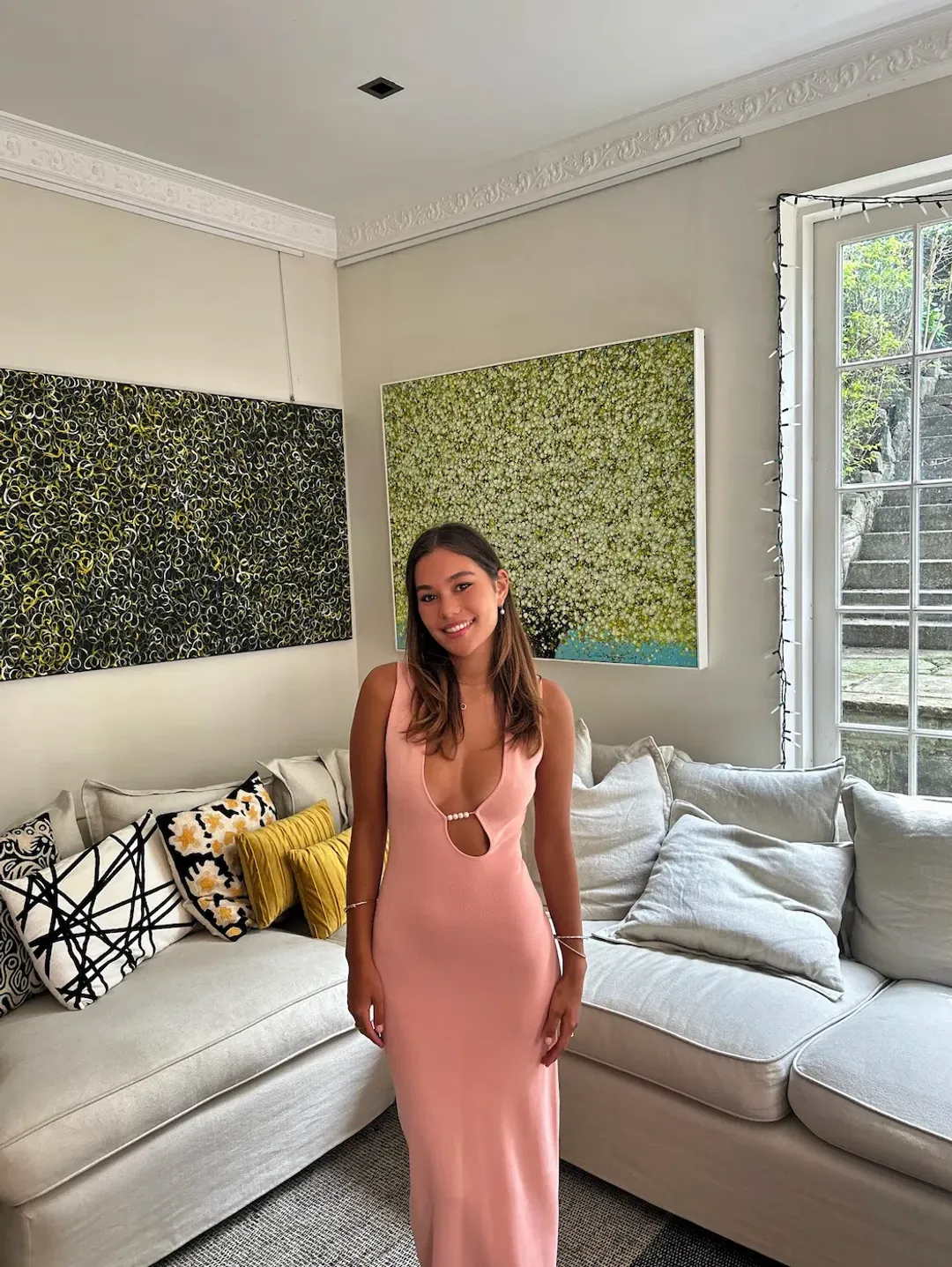 Sir the Label Kinetic Beaded Maxi Dress Pink Size 0 / AU 6 for rent on The Volte - main image