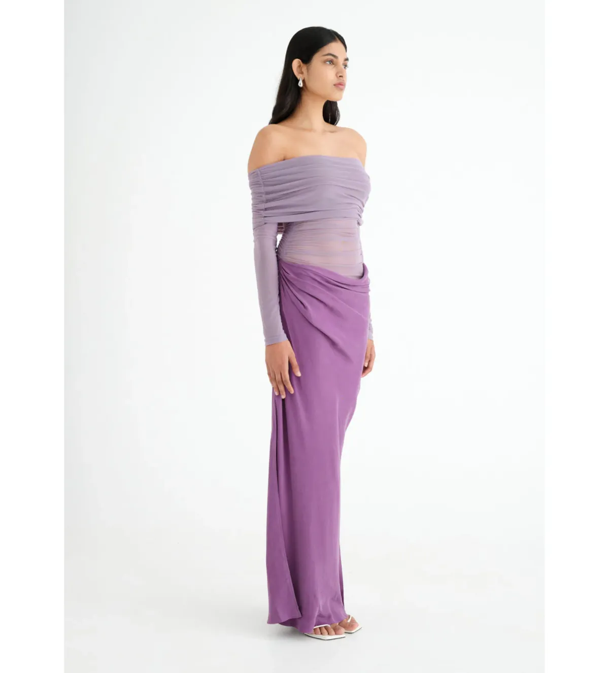 BENNI Yasmin Off Shoulder Maxi Dress Vintage Orchid Size 10  - Image 2