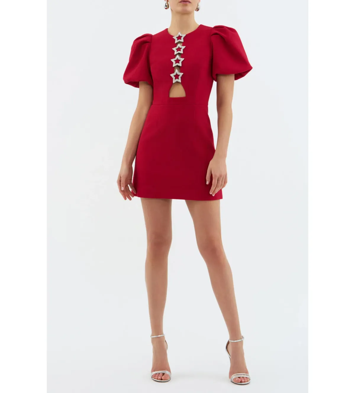 Rebecca Vallance The Akari Puff Sleeve Mini Dress in Red Size 10 - Image 1