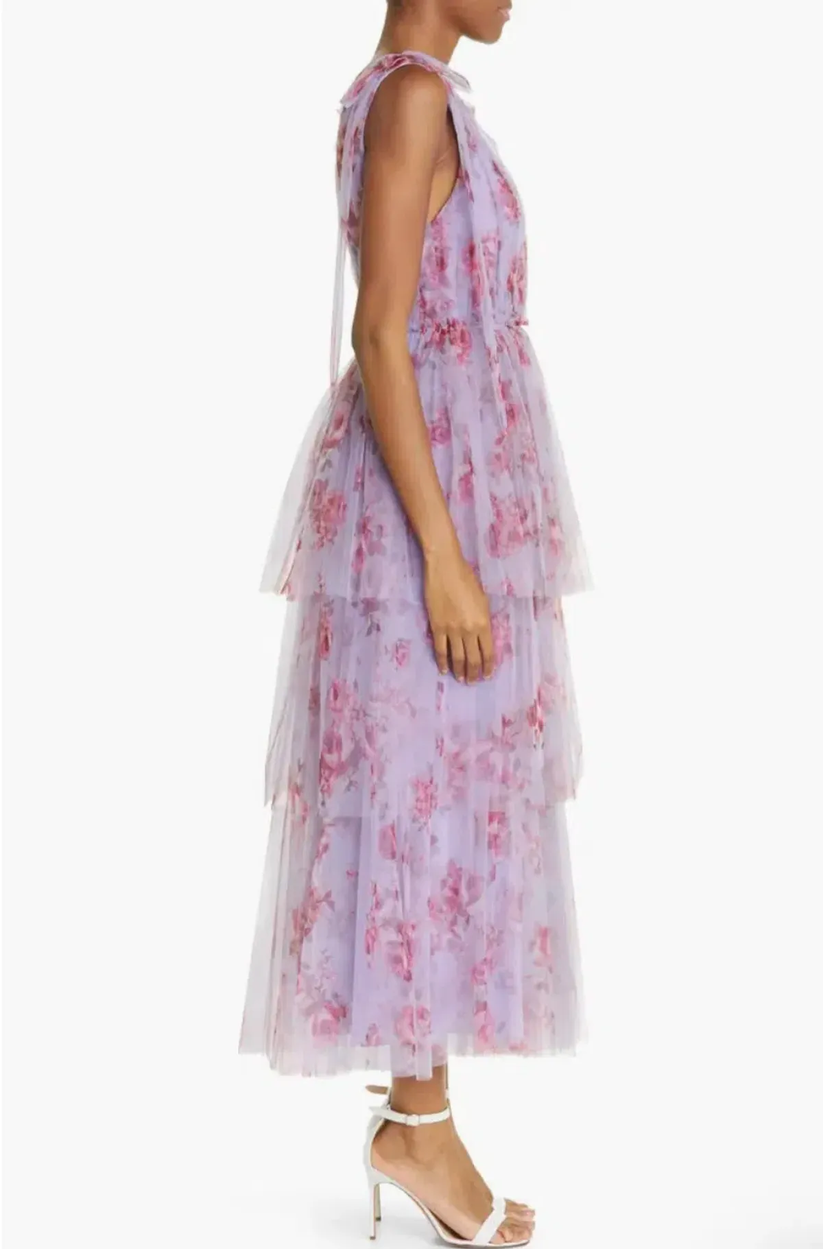 Lela Rose Floral Tiered Tulle Dress Purple Size AU 14 - Image 7