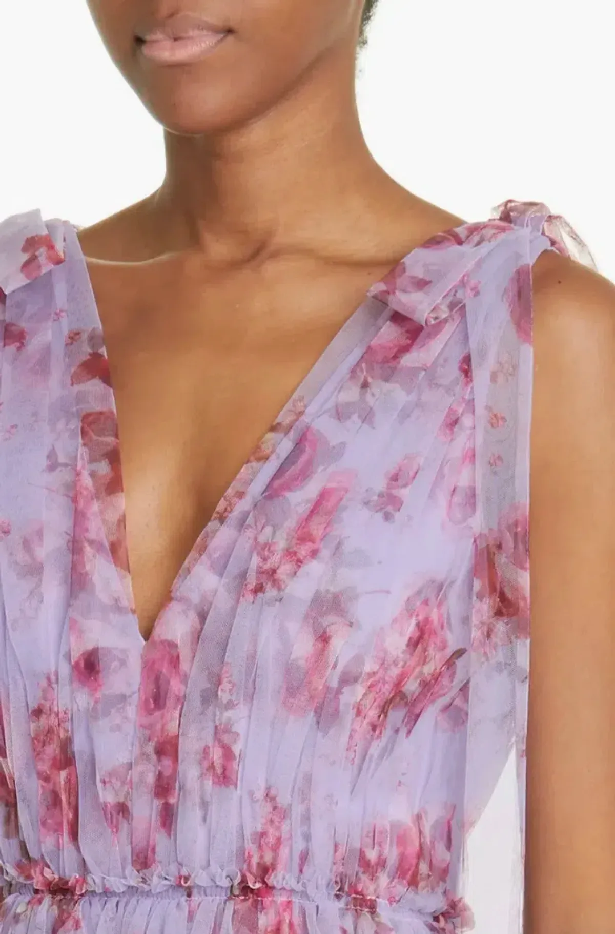 Lela Rose Floral Tiered Tulle Dress Purple Size AU 14 - Image 6