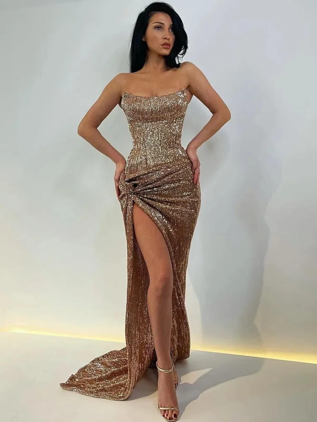 Lia Stublla Chanel Gown Rose Gold Size 6 - Image 2