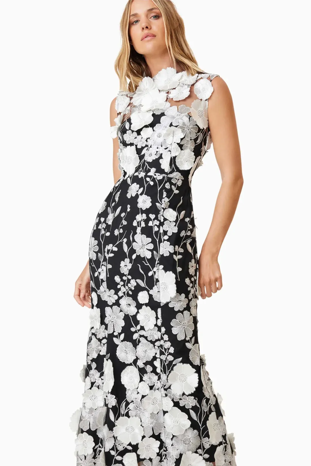 Elliatt Selene Cocktail Midi Dress Black Floral Size M / AU 10 for rent on The Volte - main image
