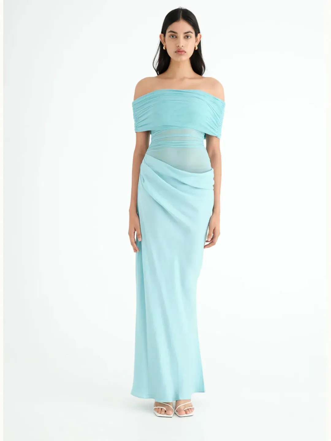 Benni  Nico off Shoulder Maxi Dress in Aquamarine Size 10 for rent on The Volte - main image