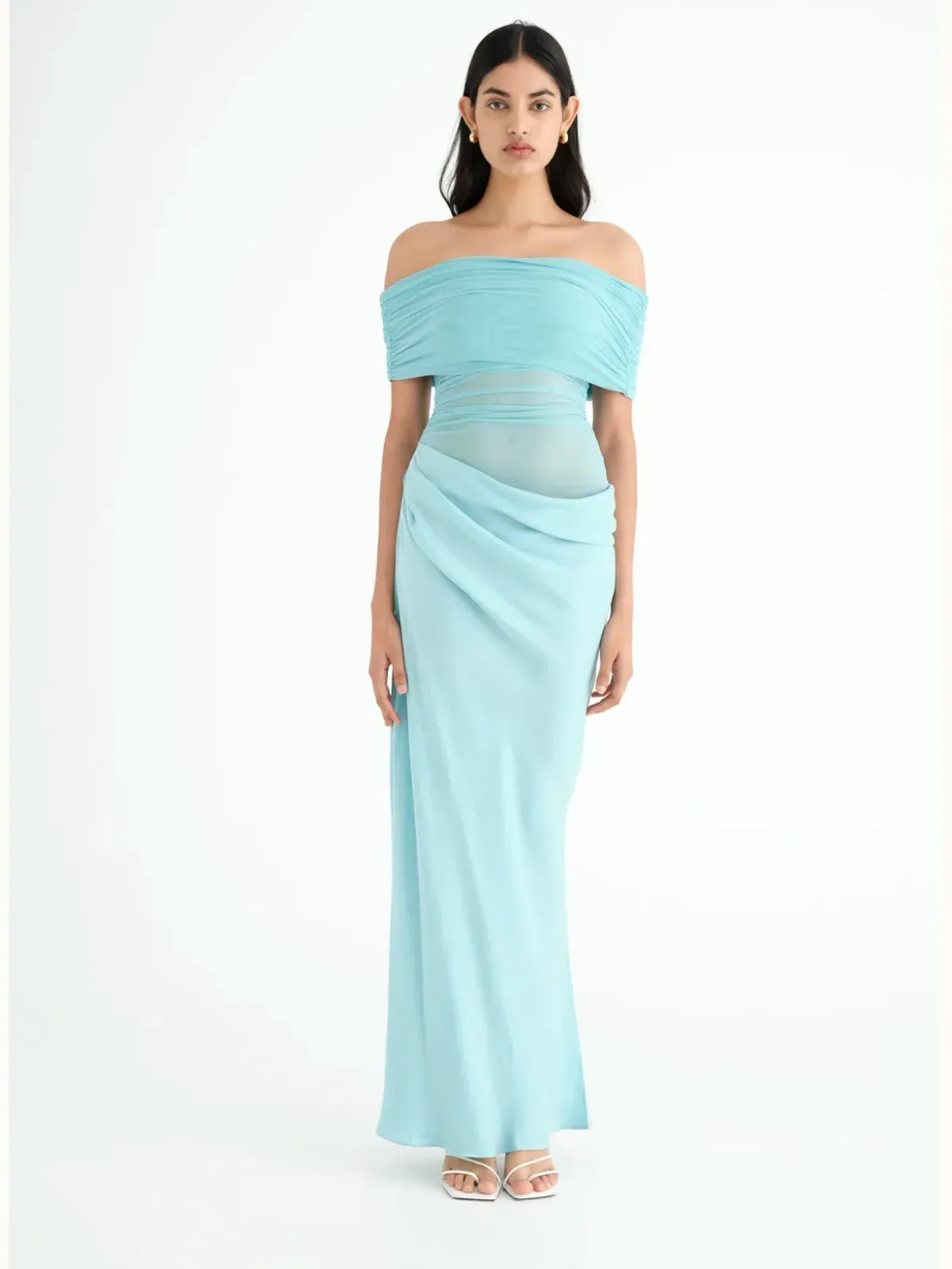 Benni  Nico off Shoulder Maxi Dress in Aquamarine Size 10 - Image 2