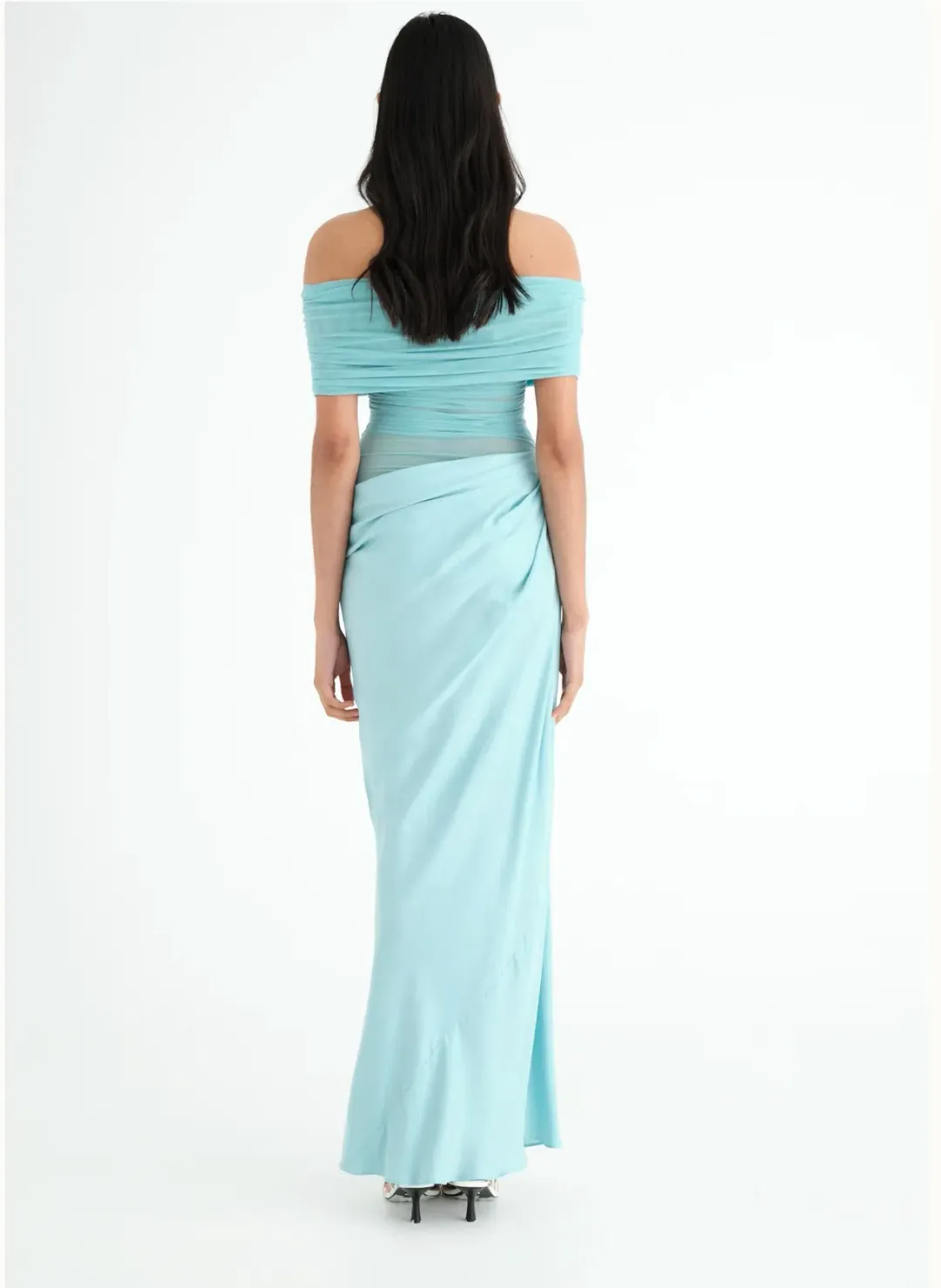 Benni  Nico off Shoulder Maxi Dress in Aquamarine Size 10 for rent on The Volte - main image