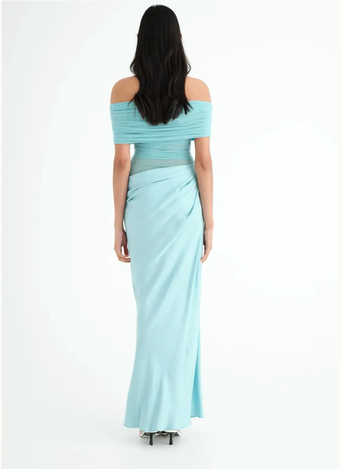 Benni  Nico off Shoulder Maxi Dress in Aquamarine Size 10 - Image 3