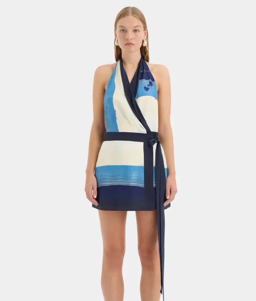 Sir the Label Mariner Mini Halter Dress Shoreline Stripe Size 0/Au 6  for rent on The Volte - main image